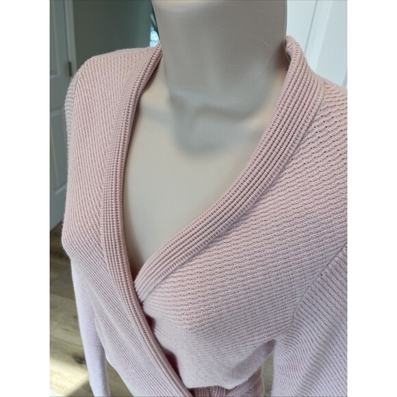 Athleta Pink Tie Front Cotton Blend Cropped Cardigan Long Sleeve Size Small Yoga - Picture 4 of 7